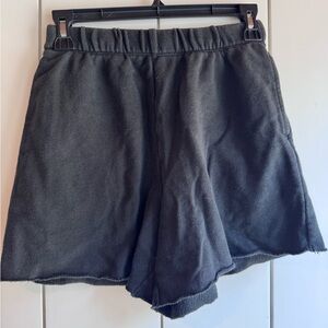 Aerie Rough-Hem Black Sweatshorts
